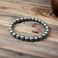 Image 1 of 10mm Silver Hematite Stretch Bracelet 