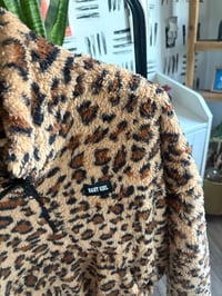 Image 2 of Crop leopard fleece zip up