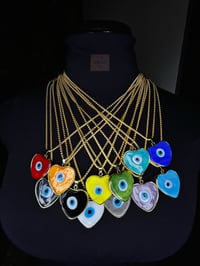 Image 1 of Long Chain Heart Evil Eye Necklace