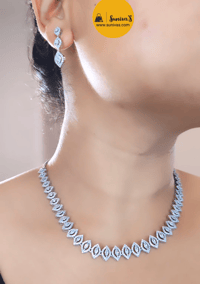 Image 2 of Puja_Premium Australian Diamond Set with Earrings - Design #100