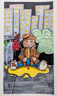 Image 1 of Adam Bum Trash Can Children Original Art