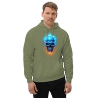 Image 8 of Blue Flaming skull Unisex Hoodie