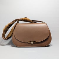 Image 1 of MOLLY - MARRON GLACÉ W/ SHEARLING ACCENT SHOULDER STRAP WRAP