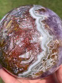 Image 2 of Amethyst With Mexican Lace Agate Sphere #651