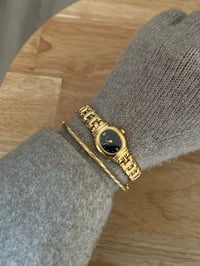 Image 3 of Vintage Gold 18K Gold Plated Pulsar By SEIKO oval black dial - New in Tag