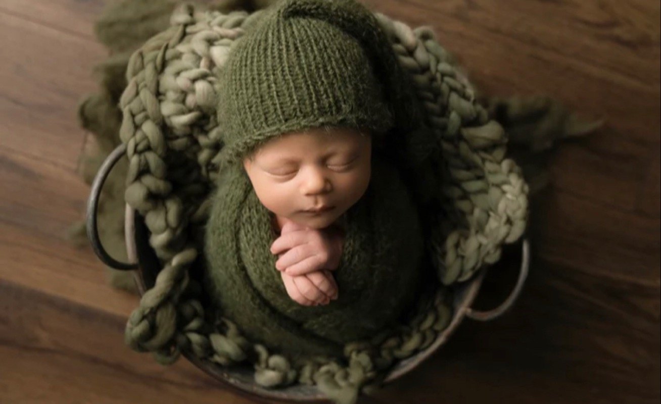 Green Wrap Set, Newborn Photography 2024 Prop, Newborn Props, Knitted wrap set, Knitted wrap, Knitted bonnet