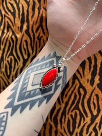 Image 1 of Sterlingsilber Kette mit rotem Rosarita, Typ 1