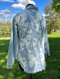 Image 7 of Large Lace & Pearl Denim Shirt