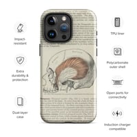 Image 1 of Antique Bookpage Detailed Anatomical Illustration Human Skull Tough Case for iPhone®