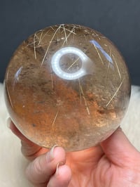 Image 1 of Golden Rutile In Smoky Quartz Sphere #1771