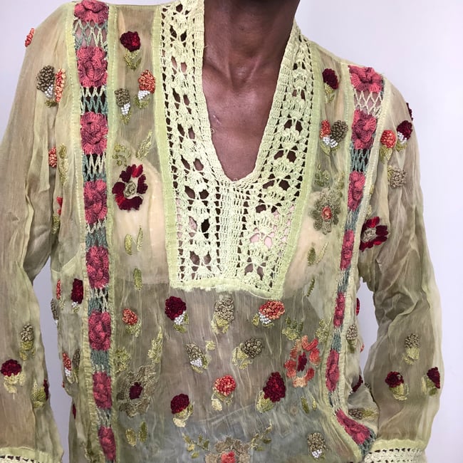 Whimsy Goth Embroidered Chiffon Blouse