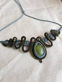 Image 2 of Macrame choker with serpentine stone 