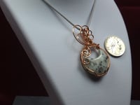 Image 1 of Kiwi Jasper moon wrapped in copper wire
