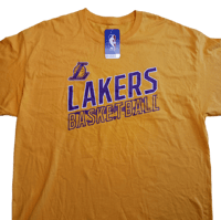 Image 1 of NBA Los Angeles Lakers T Shirt Mens Size XL Yellow Short Sleeve Cotton Tee
