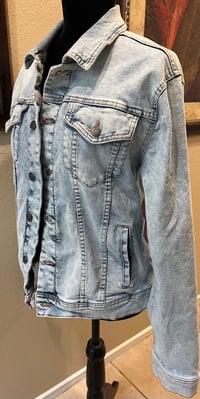 Image 4 of Vintage Denim Jean Jacket Skull Forever Wild & Free