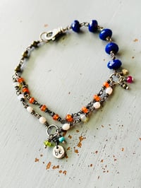 Image 4 of wire wrapped lapis and carnelian charm bracelet