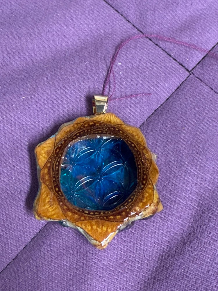 Image of Blue Seed of Life Pinecone Charm | Handmade PNW Jewelry | #89