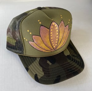 Image of Lotus painted trucker #HLP2