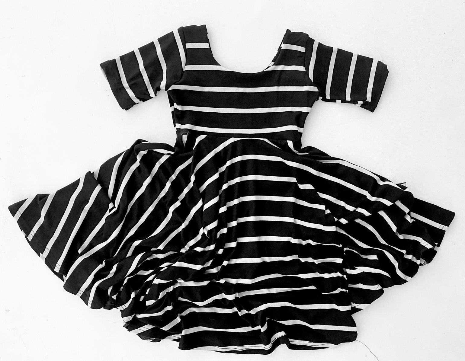 Image of Baby/Girls • Cream Black Stripes • Twirly Dress