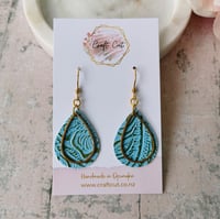 Image 1 of Blue and Gold Teardrop Earrings
