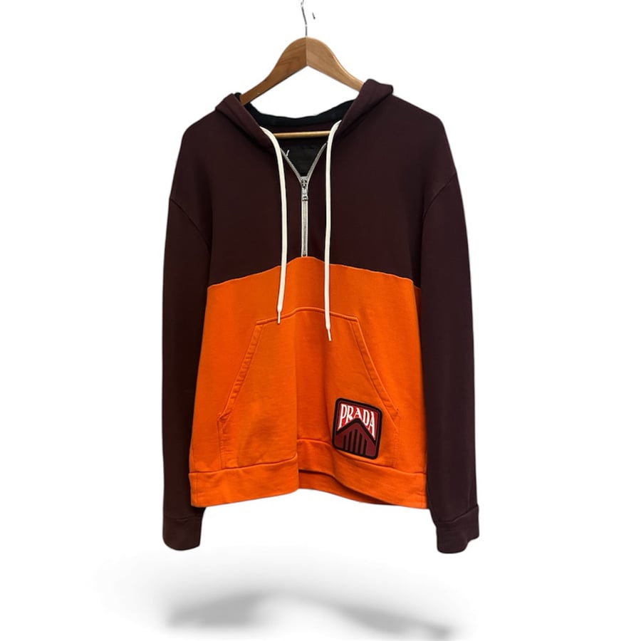 Image of Prada Two Tone Quarter Zip Hoodie