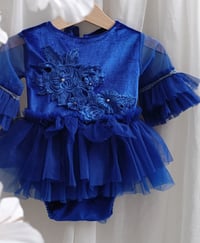 Image 2 of Baby girl body-dress for photoshoots | Astrid | size 9-12 months | indigo