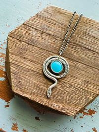 Image 12 of Kingman turquoise serpent talisman necklace