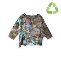 Image 1 of ♻️ UPCYCLED L 3/4 Sleeve Top in Earthy Bloom Ice Dye