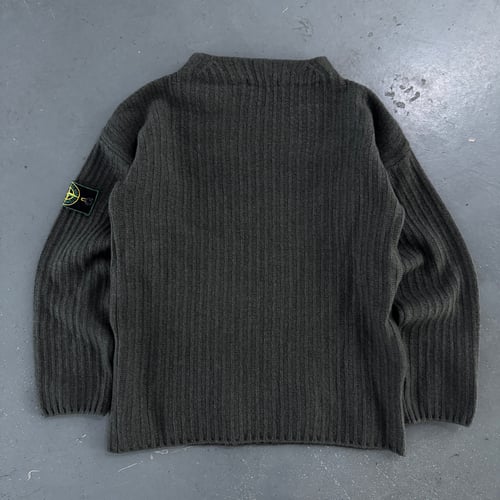 Image of 1990s Stone Island mock neck fisherman knit, size small