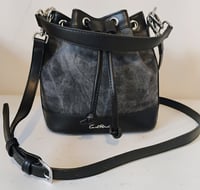 Image 2 of Leather and Denim Bucket Bag 