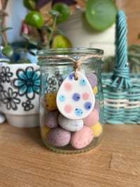 Image 9 of Small Pastel Speckled Polka Dot Hanging Eggs (set of 2)