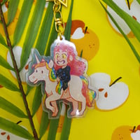 Image 3 of Crowley and the Unicorn Holographic Keychain