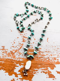 Image 4 of Lone Mountain turquoise necklace with pearl pendant