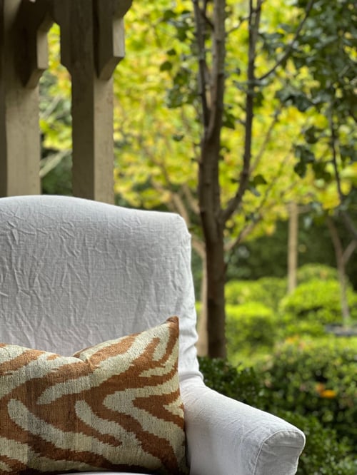 Image of Neutral Zebra Ikat Cushion