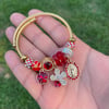 Red - Open Bangle Charm Bracelet