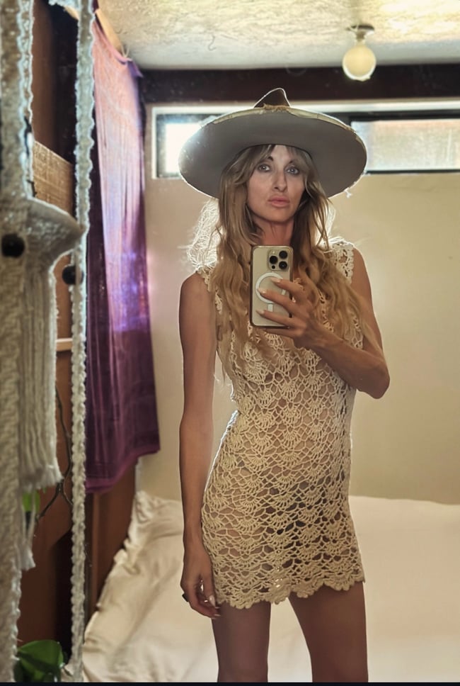 late 60s/early 70s crochet mini dress