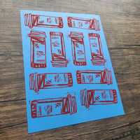 Image 2 of 'which way is up' - blue & red - one off BLOCKPRINT 