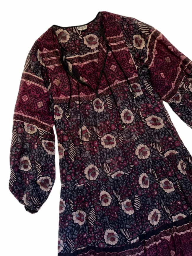 late 60s early 1970s Indian cotton gauze voile dress bohemian festival 