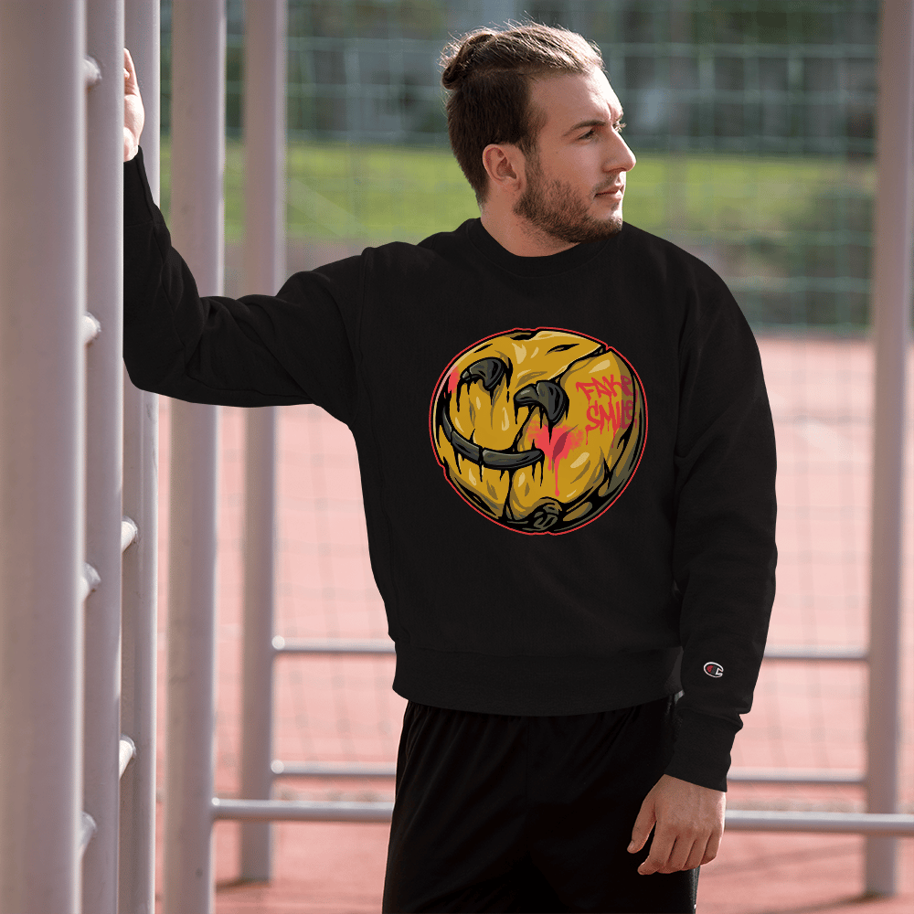 PRINTED FAKE SMILE CHAMPION SWEATSHIRT