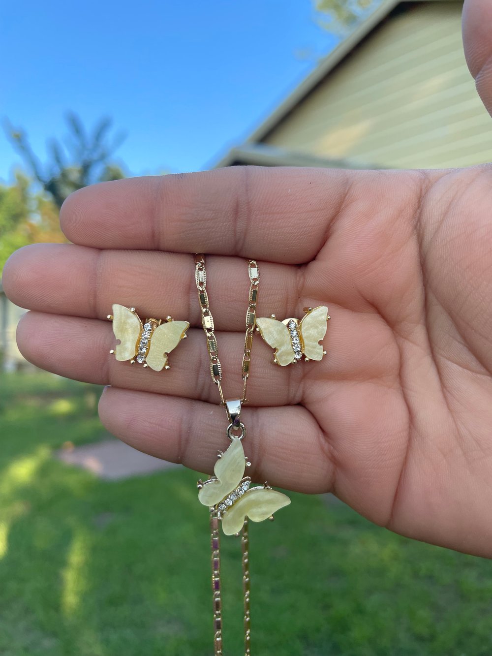 Butterfly earrings and necklace SET