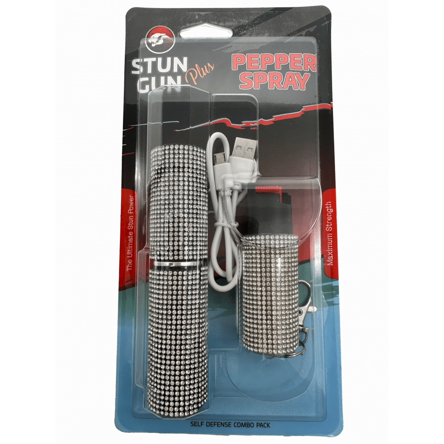Image of Silver Rhinestones Lipstick & Pepper Spray Combo