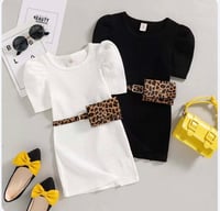 Image 1 of Short sleeves dress with Leopard belt