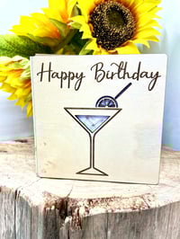 Image 3 of Wooden Cocktail Glass Birthday Card