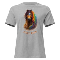 Image 6 of Just Ride Horse Lover Women’s T-Shirt – Colorful Equestrian Graphic Tee