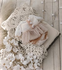 Image 1 of Photo prop | Newborn girl photoshoot body-dress| Bessie | light brown | white