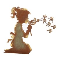 KNEELING GIRL BLOWING DANDELIONS 