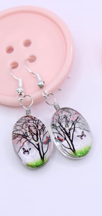 Image 5 of Floating Tree & Butterfly Earrings (or) Word ‘Hello’ Earrings on NEW Button Hang Tags