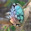 Image 3 of Handmade Sterling Silver Webby Variscite Ring w/Leaf