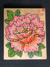 Peony Painting on Birch Panel