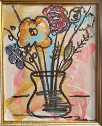Image 3 of Mixed Media Floral Drawing on Canvas